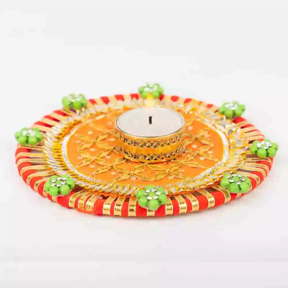 Vibrant Orange Candle Stand with Designer Flair